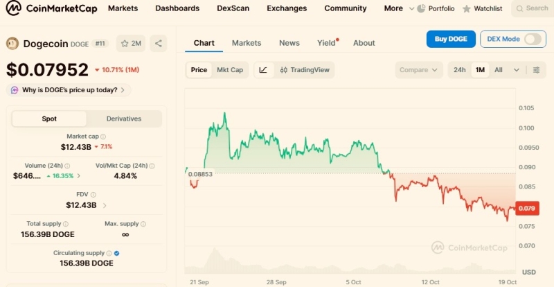 Just 13 Dogecoin addresses control 46% of DOGE supply